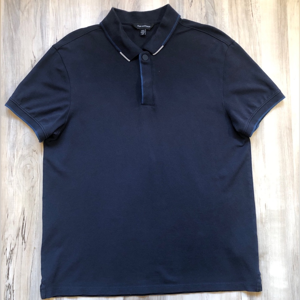 Club Monaco Men's Small Navy Blue Polo Shirt Cotton Stretch Contrast Trim S
